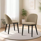 Chaise de salle à manger moderne - Dossier incurvé rembourré et pieds en bois d'hévéa, chaises d'appoint de cuisine modernes en tissu rembourré, chaise de salle à manger sans accoudoirs