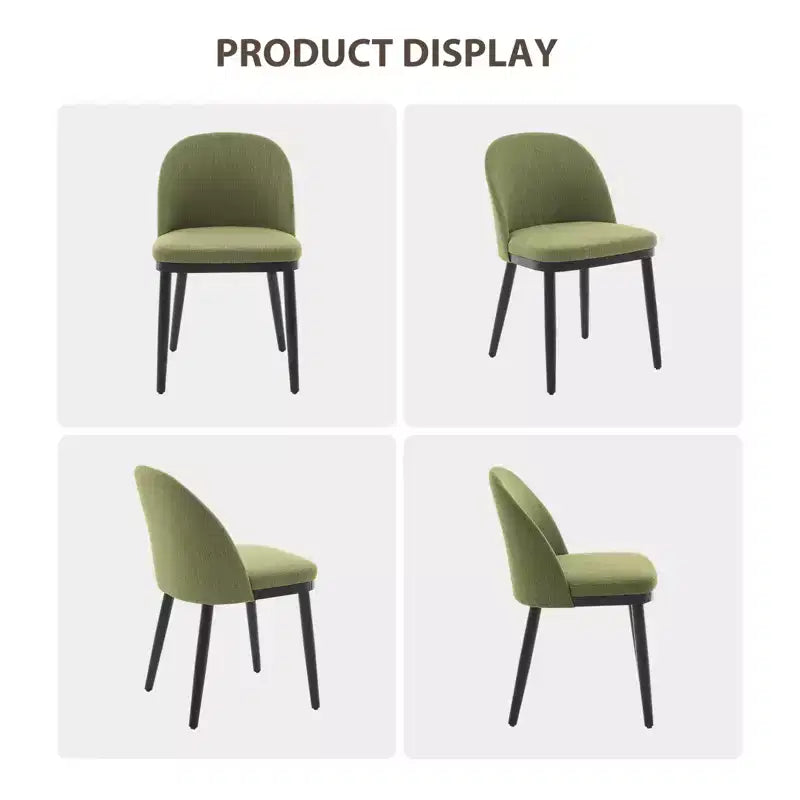 Chaise de salle à manger moderne - Dossier incurvé rembourré et pieds en bois d'hévéa, chaises d'appoint de cuisine modernes en tissu rembourré, chaise de salle à manger sans accoudoirs