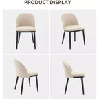 Chaise de salle à manger moderne - Dossier incurvé rembourré et pieds en bois d'hévéa, chaises d'appoint de cuisine modernes en tissu rembourré, chaise de salle à manger sans accoudoirs