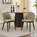 Chaise de salle à manger moderne - Dossier incurvé rembourré et pieds en bois d'hévéa, chaises d'appoint de cuisine modernes en tissu rembourré, chaise de salle à manger sans accoudoirs