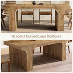 Grande table à manger Lantine de 71 pouces pour 6 à 8 personnes, table de cuisine en bois de style ferme avec design arqué et double piédestal pour dîner, banquet