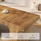 Grande table à manger Lantine de 71 pouces pour 6 à 8 personnes, table de cuisine en bois de style ferme avec design arqué et double piédestal pour dîner, banquet