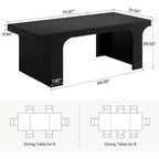 Grande table à manger Lantine de 71 pouces pour 6 à 8 personnes, table de cuisine en bois de style ferme avec design arqué et double piédestal pour dîner, banquet