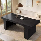Grande table à manger Lantine de 71 pouces pour 6 à 8 personnes, table de cuisine en bois de style ferme avec design arqué et double piédestal pour dîner, banquet