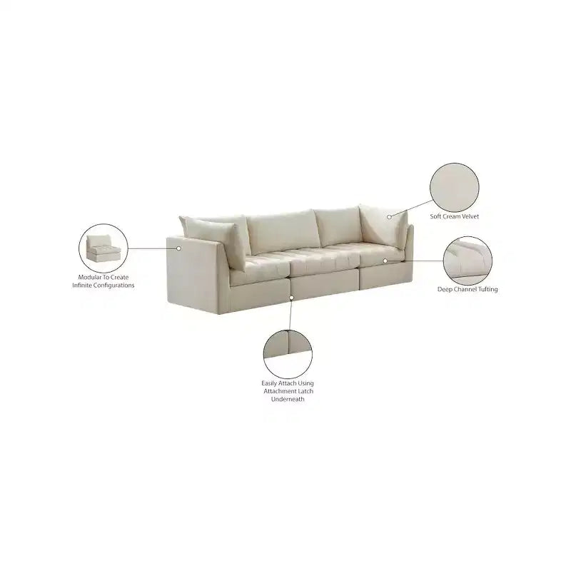 Meridian Furniture, Canapé modulable en velours Jacob