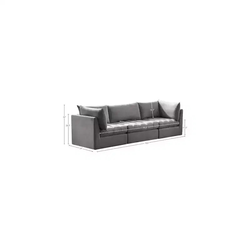 Meridian Furniture, Canapé modulable en velours Jacob