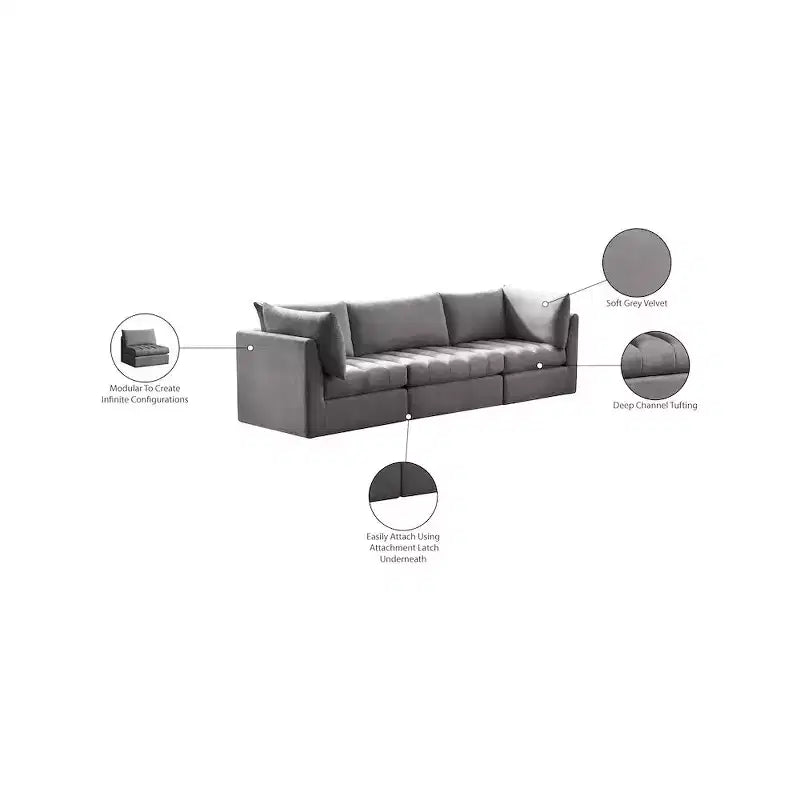 Meridian Furniture, Canapé modulable en velours Jacob