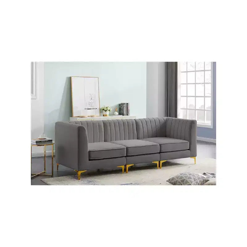 Meridian Furniture, Canapé modulable en velours Alina