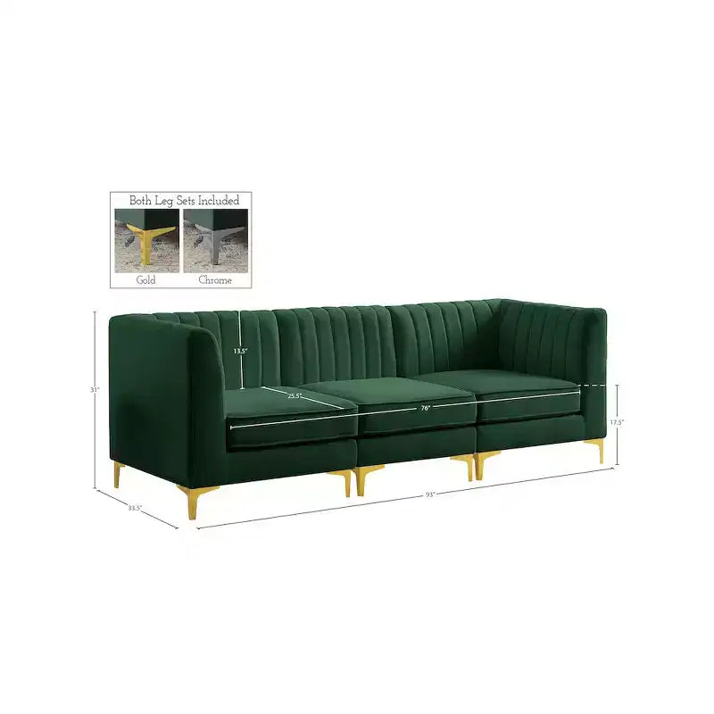 Meridian Furniture, Canapé modulable en velours Alina