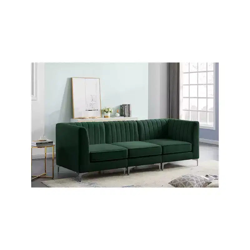 Meridian Furniture, Canapé modulable en velours Alina