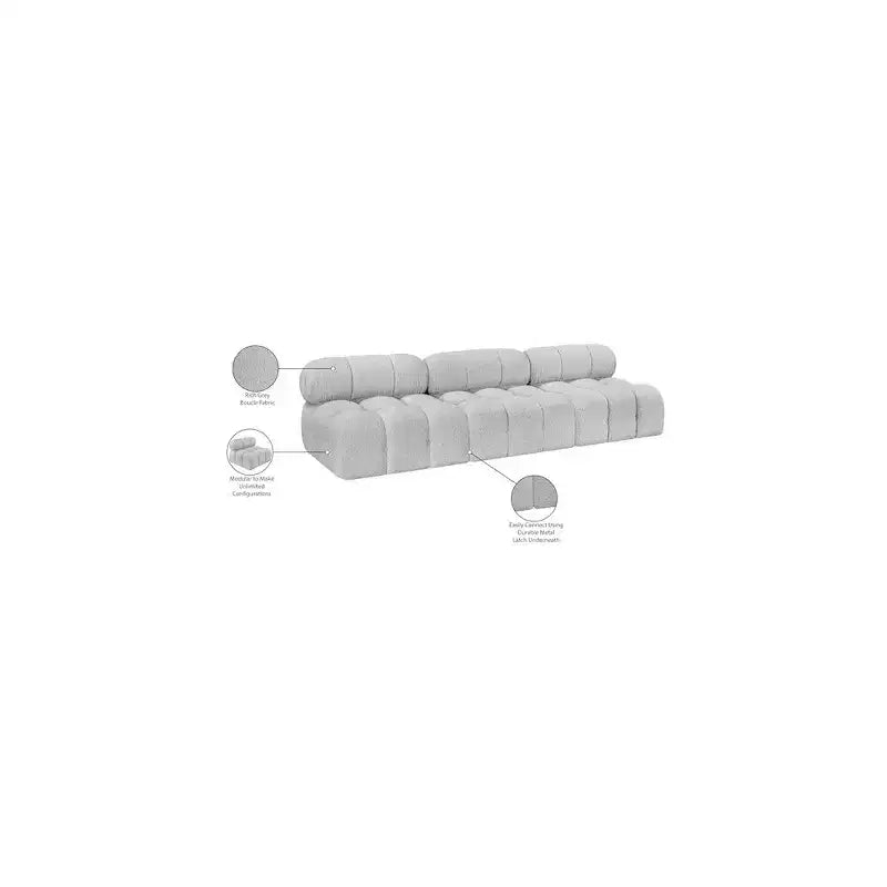 Meridian Furniture, Canapé modulable Ames en tissu bouclé gris