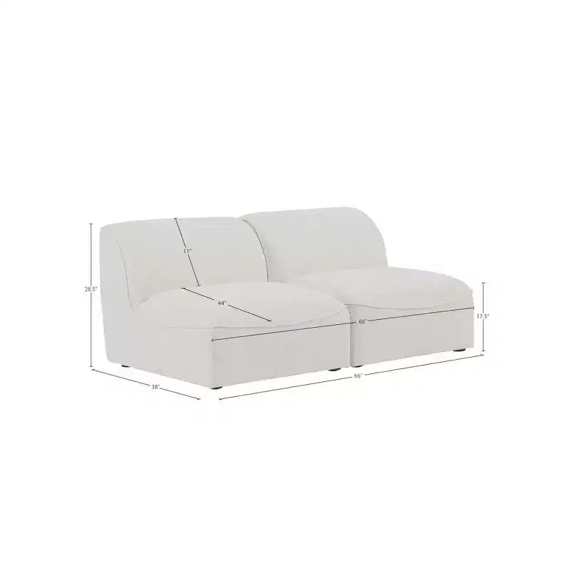 Meridian Furniture, Canapé modulable Miramar en tissu texturé lin résistant