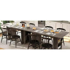 Table de salle à manger de ferme de 160 cm avec 4 étagères de rangement, table de cuisine rectangulaire en bois rustique, 2-4 places, montage facile pour salle à manger, salon