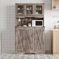 71 Tall Pantry Cabinet with Charging Station, Farmhouse Kitchen Hutch Storage Cabinet with Microwave Stand,for Living Room, Dining Room