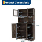 Armoire de cuisine haute de 180 cm avec station de charge, vaisselier de cuisine de style ferme avec support à micro-ondes, pour salon et salle à manger