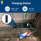 Armoire de cuisine haute de 180 cm avec station de charge, vaisselier de cuisine de style ferme avec support à micro-ondes, pour salon et salle à manger