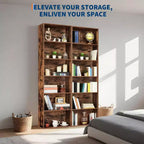 Étagère bibliothèque industrielle à 6 niveaux, étagère de rangement haute pour bureau à domicile, bibliothèque moderne de 180 cm pour salon, chambre à coucher, montage facile