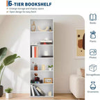 Étagère bibliothèque industrielle à 6 niveaux, étagère de rangement haute pour bureau à domicile, bibliothèque moderne de 180 cm pour salon, chambre à coucher, montage facile