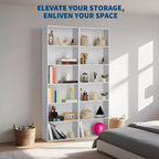 Étagère bibliothèque industrielle à 6 niveaux, étagère de rangement haute pour bureau à domicile, bibliothèque moderne de 180 cm pour salon, chambre à coucher, montage facile