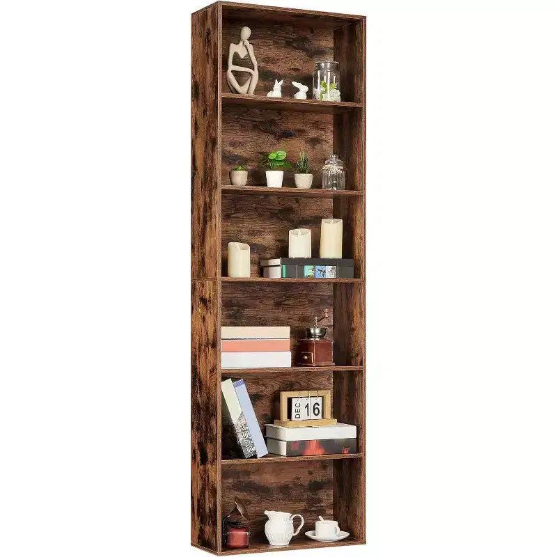Étagère bibliothèque industrielle à 6 niveaux, étagère de rangement haute pour bureau à domicile, bibliothèque moderne de 180 cm pour salon, chambre à coucher, montage facile