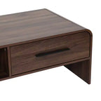Table basse LuxenHome 47'' avec rangement, finition noyer, table centrale en bois à 2 tiroirs et rangement ouvert avec coins arrondis pour salon marron