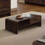 Table basse LuxenHome 47'' avec rangement, finition noyer, table centrale en bois à 2 tiroirs et rangement ouvert avec coins arrondis pour salon marron