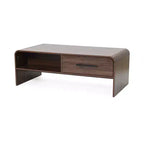 Table basse LuxenHome 47'' avec rangement, finition noyer, table centrale en bois à 2 tiroirs et rangement ouvert avec coins arrondis pour salon marron