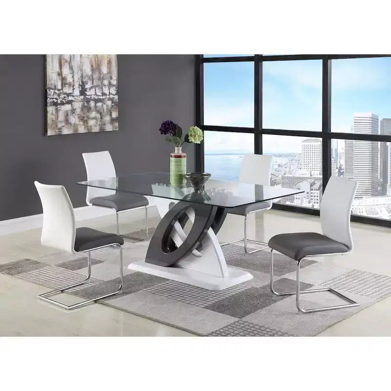 Chintaly Imports, chaise latérale cantilever moderne à dossier profilé bicolore – lot de 4