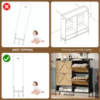 Meuble à chaussures avec 4 tiroirs basculants, Meuble à chaussures étroit, Organisateur de rangement de chaussures autoportant, Séparation sec et humide avec pieds en métal
