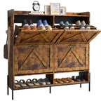 Meuble à chaussures avec 4 tiroirs basculants, Meuble à chaussures étroit, Organisateur de rangement de chaussures autoportant, Séparation sec et humide avec pieds en métal
