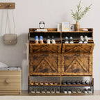 Meuble à chaussures avec 4 tiroirs basculants, Meuble à chaussures étroit, Organisateur de rangement de chaussures autoportant, Séparation sec et humide avec pieds en métal