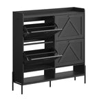 Meuble à chaussures avec 4 tiroirs basculants, Meuble à chaussures étroit, Organisateur de rangement de chaussures autoportant, Séparation sec et humide avec pieds en métal