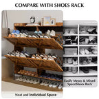 Meuble à chaussures avec 4 tiroirs basculants, Meuble à chaussures étroit, Organisateur de rangement de chaussures autoportant, Séparation sec et humide avec pieds en métal