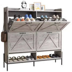 Meuble à chaussures avec 4 tiroirs basculants, Meuble à chaussures étroit, Organisateur de rangement de chaussures autoportant, Séparation sec et humide avec pieds en métal
