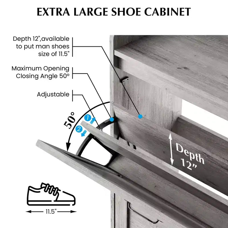 Meuble à chaussures avec 4 tiroirs basculants, Meuble à chaussures étroit, Organisateur de rangement de chaussures autoportant, Séparation sec et humide avec pieds en métal
