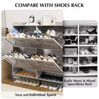 Meuble à chaussures avec 4 tiroirs basculants, Meuble à chaussures étroit, Organisateur de rangement de chaussures autoportant, Séparation sec et humide avec pieds en métal