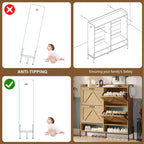 Meuble à chaussures avec 4 tiroirs basculants, Meuble à chaussures étroit, Organisateur de rangement de chaussures autoportant, Séparation sec et humide avec pieds en métal