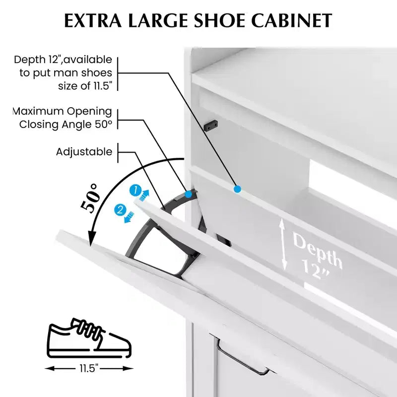 Meuble à chaussures avec 4 tiroirs basculants, Meuble à chaussures étroit, Organisateur de rangement de chaussures autoportant, Séparation sec et humide avec pieds en métal