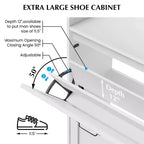 Meuble à chaussures avec 4 tiroirs basculants, Meuble à chaussures étroit, Organisateur de rangement de chaussures autoportant, Séparation sec et humide avec pieds en métal