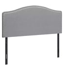 HomeRoots Gray Faux Leather Upholstered Arched Queen Headboard With Nail Head Trim
