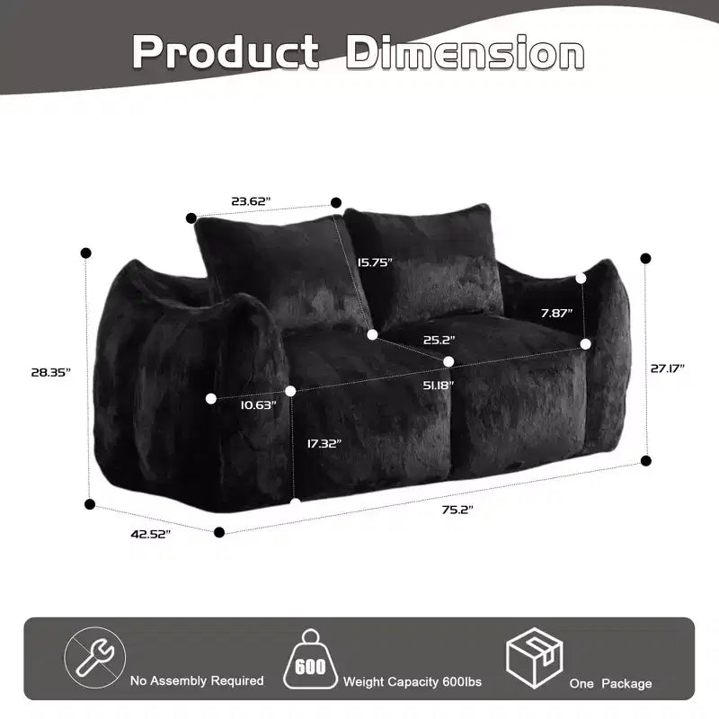 Canapé de sol Okak Ultra Doux et Moelleux en forme de pouf, avec oreillers dodus, Grand canapé paresseux pour salon et chambre
