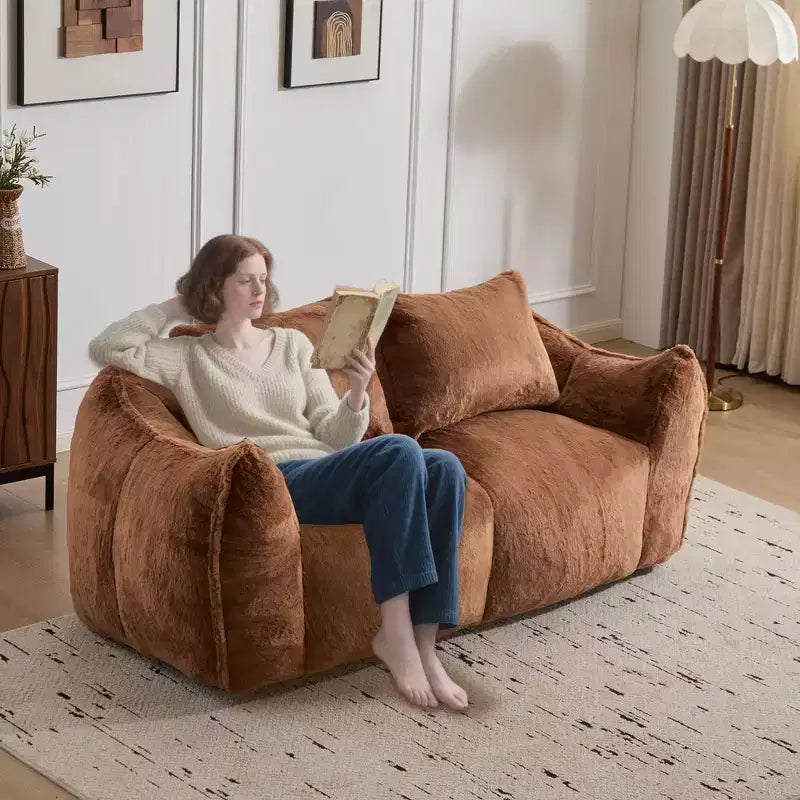 Canapé de sol Okak Ultra Doux et Moelleux en forme de pouf, avec oreillers dodus, Grand canapé paresseux pour salon et chambre
