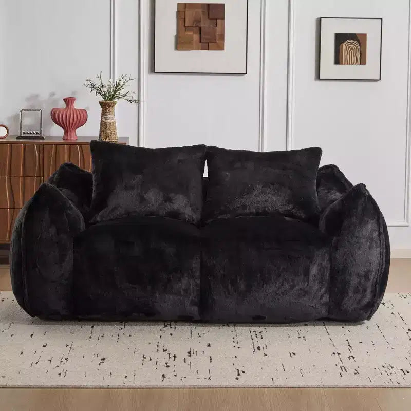 Okak Ultra Soft Fluffy Loveseat Floor Bean Bag Sofa with Plump Pillows,Oversized Lazy Lounge Couch for Living Room,Bedroom