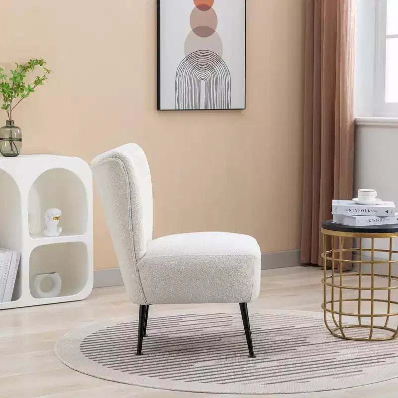 Chaises de salon, Fauteuil d'appoint sans accoudoirs avec pieds en bois, Chaise rembourrée moderne pour salon, chambre, bureau, hôtel