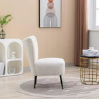 Chaises de salon, Fauteuil d'appoint sans accoudoirs avec pieds en bois, Chaise rembourrée moderne pour salon, chambre, bureau, hôtel