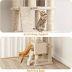 Grand arbre à chat de 180 cm, avec plusieurs niveaux, condo pour chat, poteaux à griffer en sisal et perchoirs rembourrés en peluche, cadre d'escalade pour chat, jaune