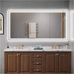 Grand miroir de salle de bain LED 183x91 cm Lumières avant/arrière, anti-buée et luminosité réglable