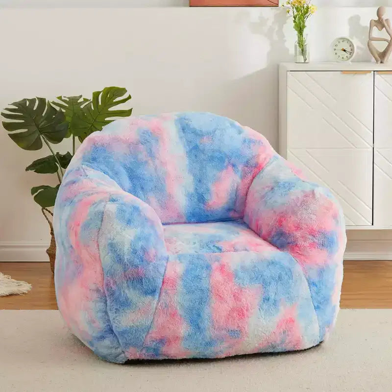 TROPOW Bean Bag Chair, Faux Fur Bean Bag Chair for Kids, Bean Bag Couch for with Filler Filled Cozy Sofa Lazy Chair Sofa, Blue