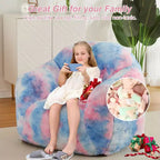 TROPOW Pouf géant, Fauteuil pouf en fausse fourrure pour enfants, Canapé pouf avec rembourrage, Canapé douillet, Fauteuil paresseux, Bleu