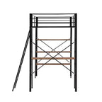 Lit mezzanine en métal de taille double avec étagères de rangement, cadre de lit mezzanine en acier robuste avec bureau intégré pour chambre à coucher ou dortoir, noir